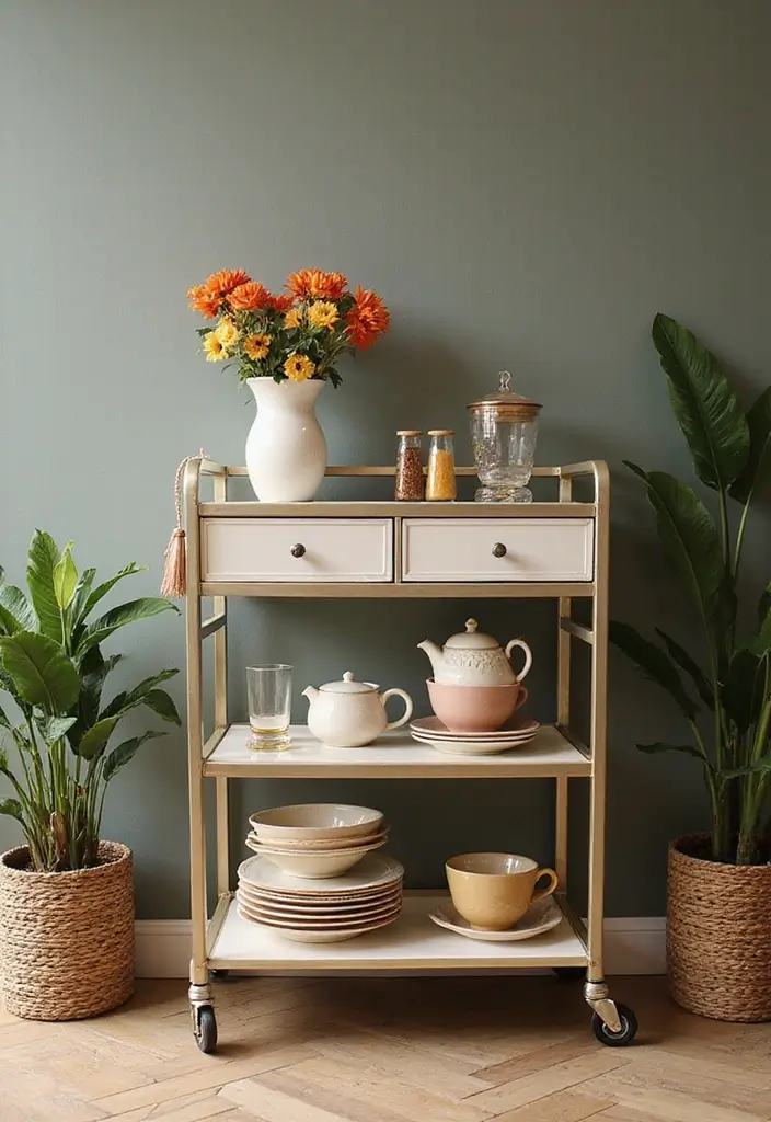 25 Crockery Units Modern Designs That Add Style to Dining Spaces 12 25 Crockery Units Modern Designs That Add Style to Dining Spaces - 12. Stylish Trolley Storage