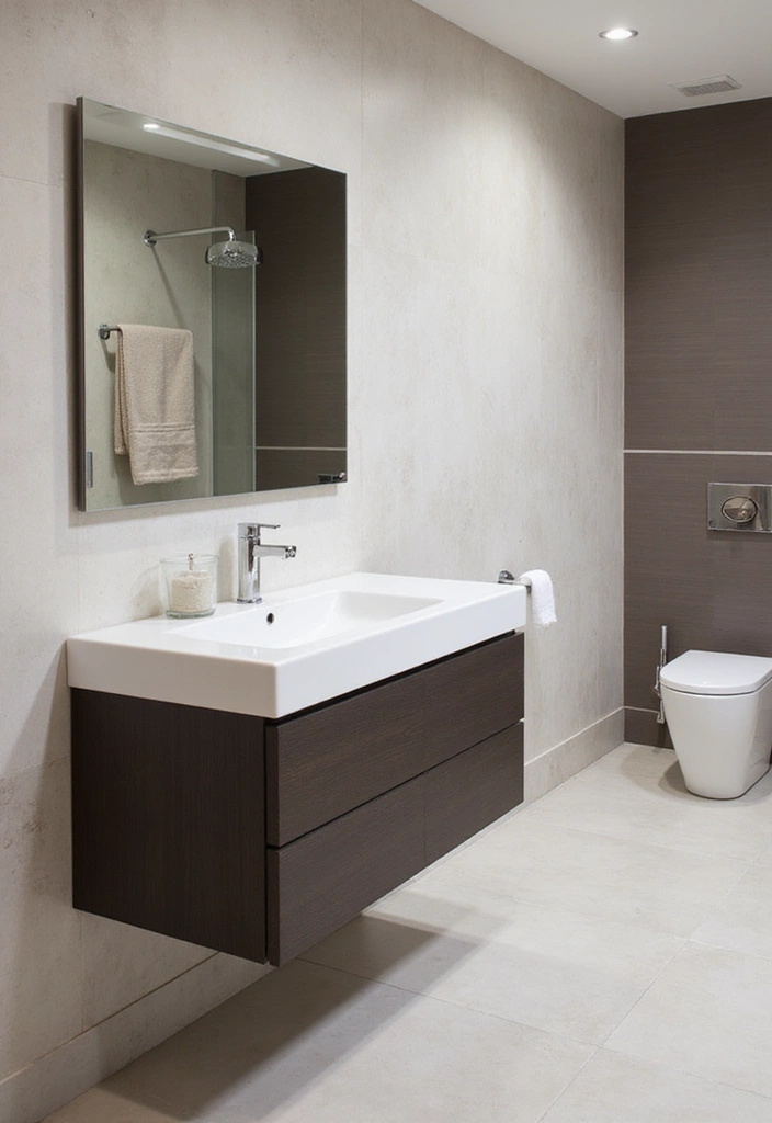 25 Modern Bathroom Decor Ideas for a Chic Refresh - 19. Consider a Floating Vanity