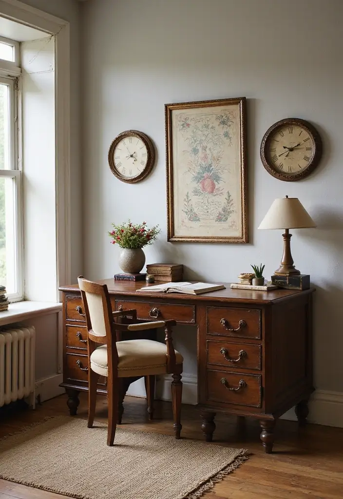 25 Modern Home Office Designs That Boost Productivity - 17. Vintage Charm