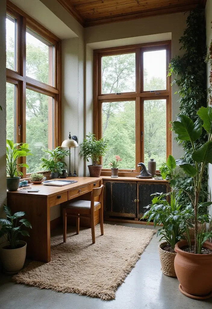 25 Modern Home Office Designs That Boost Productivity - 5. Nature-Inspired Workspace