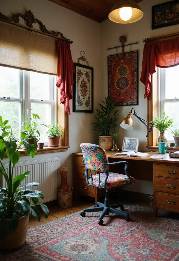 25 Modern Home Office Designs That Boost Productivity - 7. Bohemian Vibes