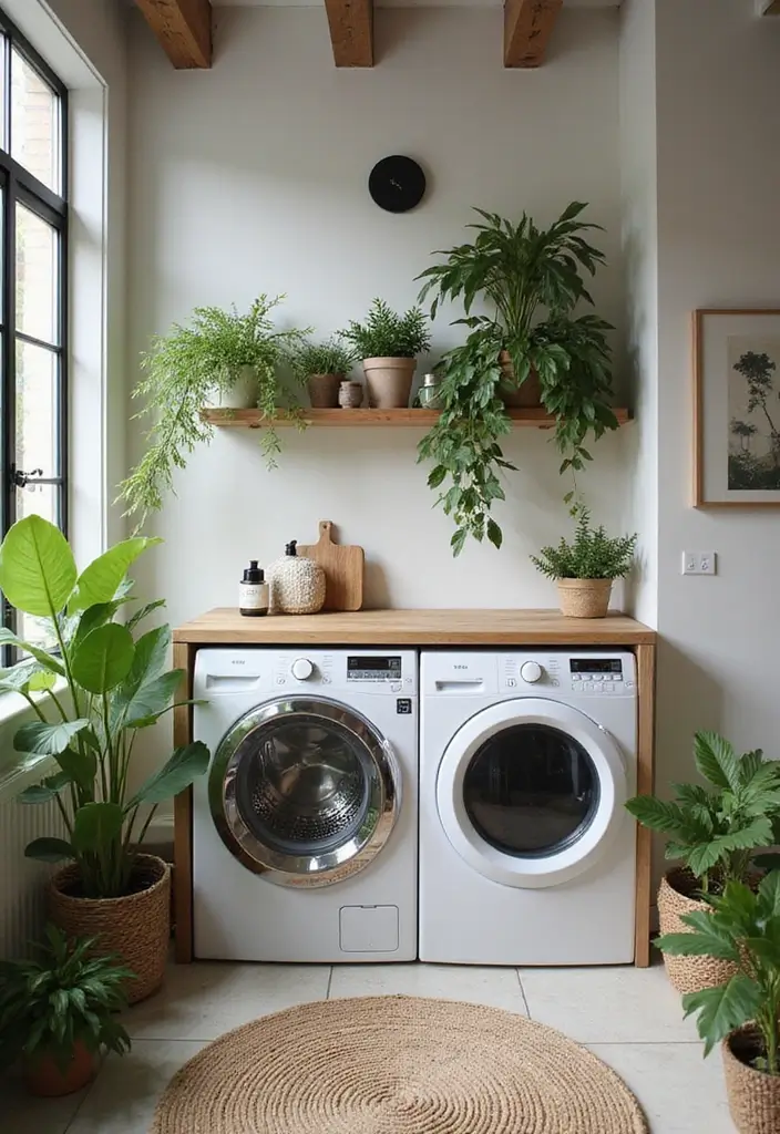25 Modern Laundry Room Designs That Make Chores Stylish 10 25 Modern Laundry Room Designs That Make Chores Stylish - 10. Greenery and Natural Elements