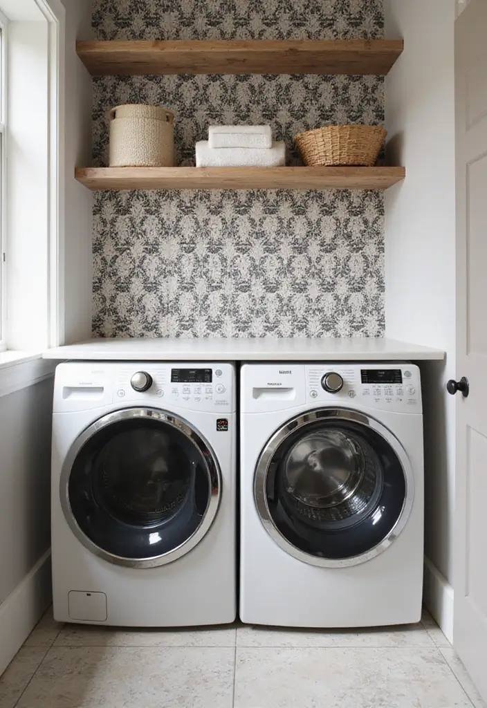 25 Modern Laundry Room Designs That Make Chores Stylish 11 25 Modern Laundry Room Designs That Make Chores Stylish - 11. Bold Wallpapers