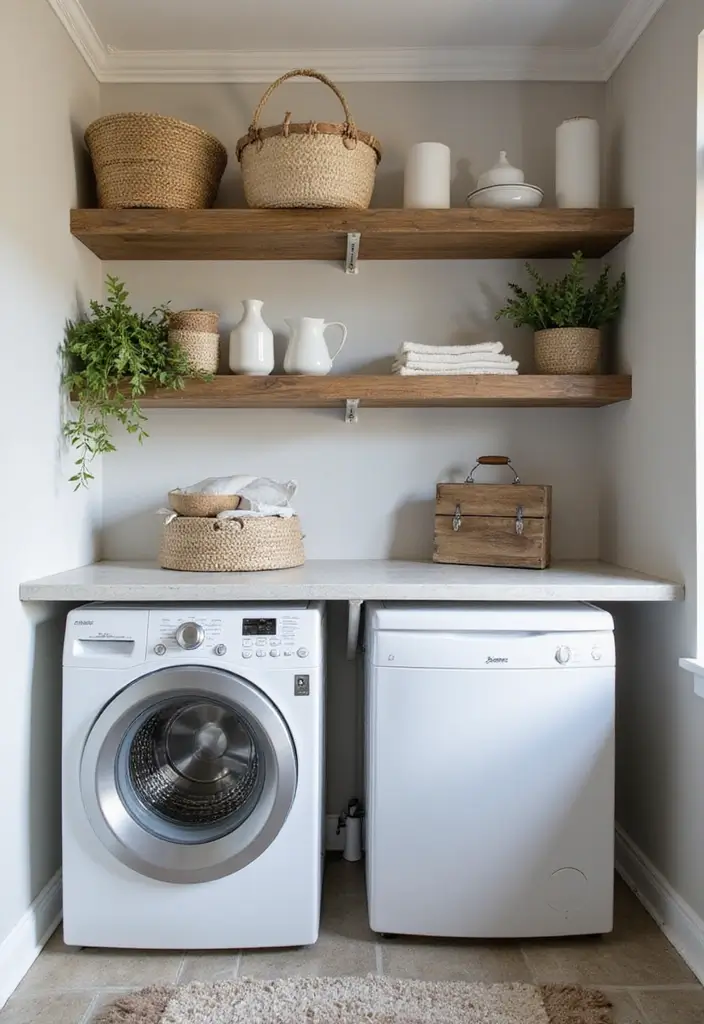 25 Modern Laundry Room Designs That Make Chores Stylish 7 25 Modern Laundry Room Designs That Make Chores Stylish - 7. Open Shelving