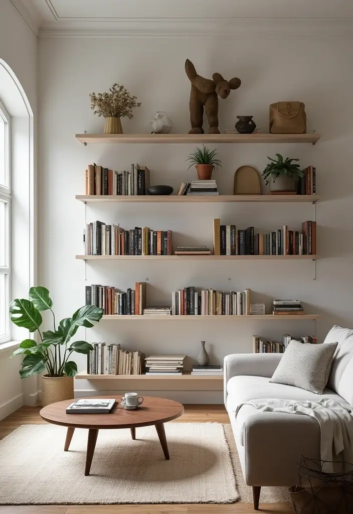 26 Living Room Ideas Modern Style for Effortless Sophistication 18 26 Living Room Ideas Modern Style for Effortless Sophistication - 18. Open Shelving