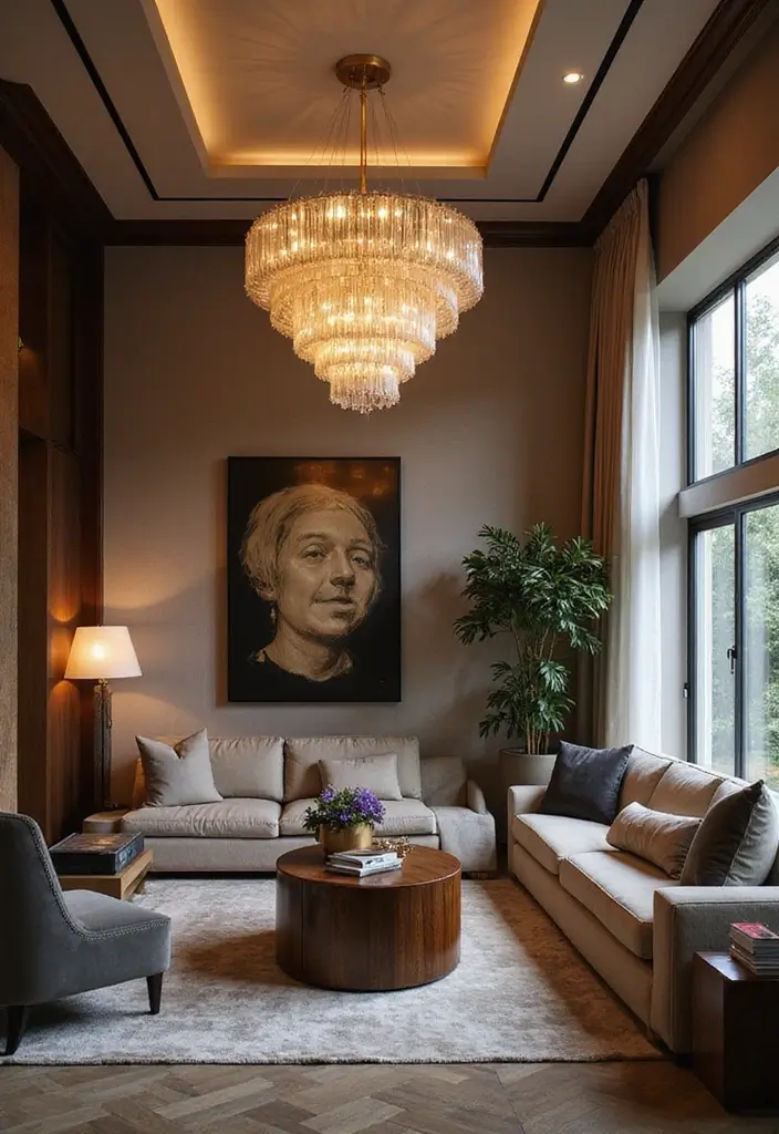 26 Luxury Living Room Inspirations to Elevate Your Home 12 26 Luxury Living Room Inspirations to Elevate Your Home - 12. Statement Lighting