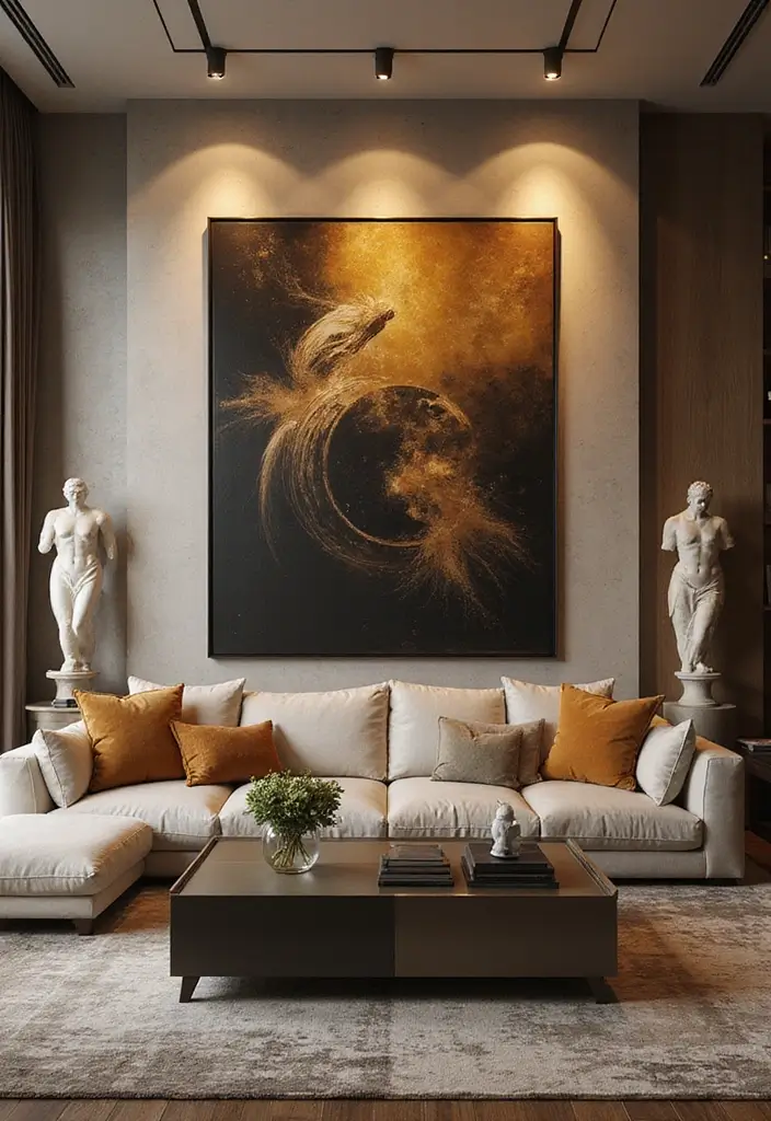 26 Luxury Living Room Inspirations to Elevate Your Home 19 26 Luxury Living Room Inspirations to Elevate Your Home - 19. Artistic Expression