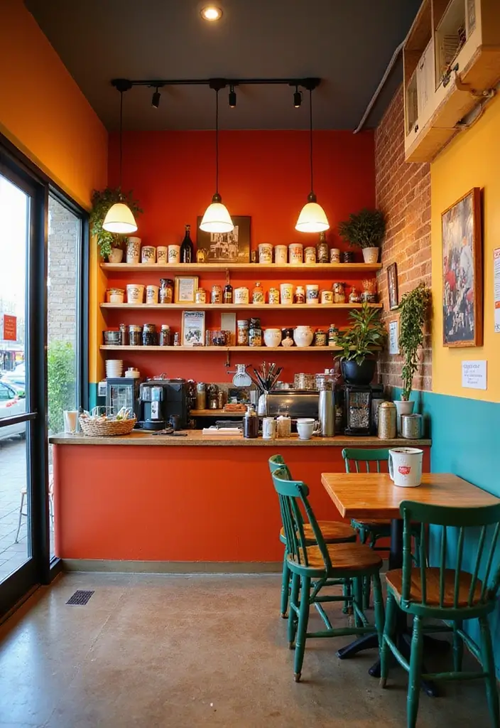 26 Modern Coffee Bar Ideas That Add a Cozy Vibe - 18. Coffee Bar with a Splash of Color