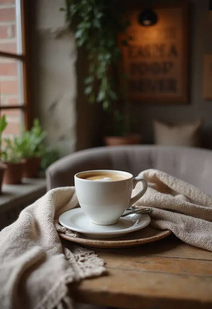 26 Modern Coffee Bar Ideas That Add a Cozy Vibe - 25. Layered Textures for Cozy Appeal