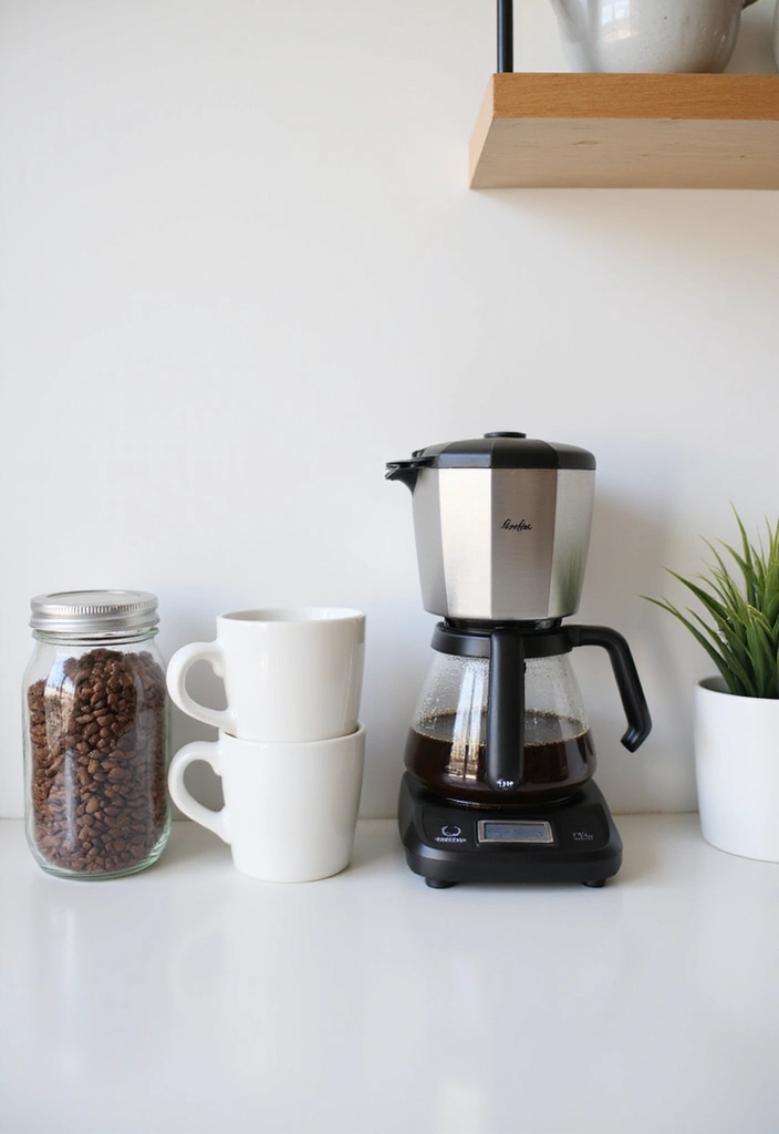 26 Modern Coffee Bar Ideas That Add a Cozy Vibe - 4. Minimalist Countertop Setup