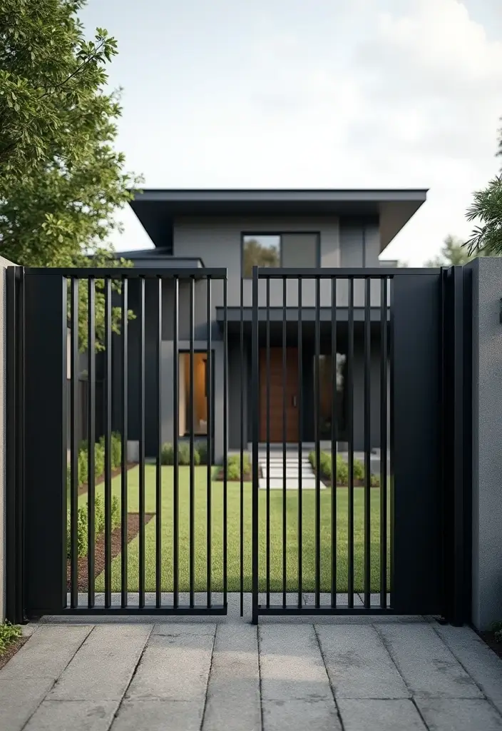 26 Modern Iron Gate Designs That Redefine Curb Appeal 1 26 Modern Iron Gate Designs That Redefine Curb Appeal - 1. Sleek Minimalism
