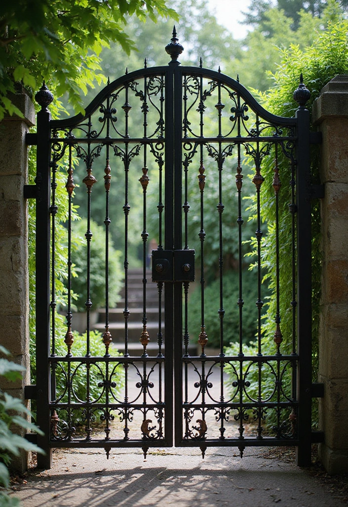 26 Modern Iron Gate Designs That Redefine Curb Appeal 15 26 Modern Iron Gate Designs That Redefine Curb Appeal - 15. Decorative Elements