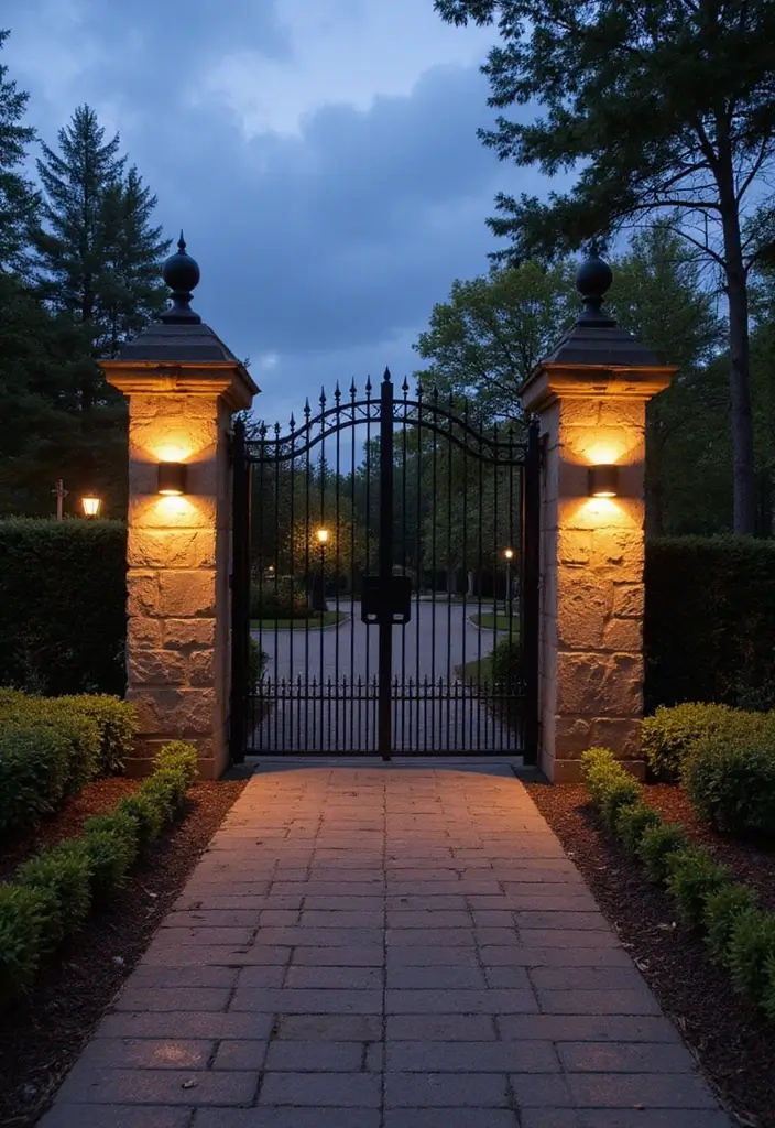26 Modern Iron Gate Designs That Redefine Curb Appeal 20 26 Modern Iron Gate Designs That Redefine Curb Appeal - 20. Integrated Lighting