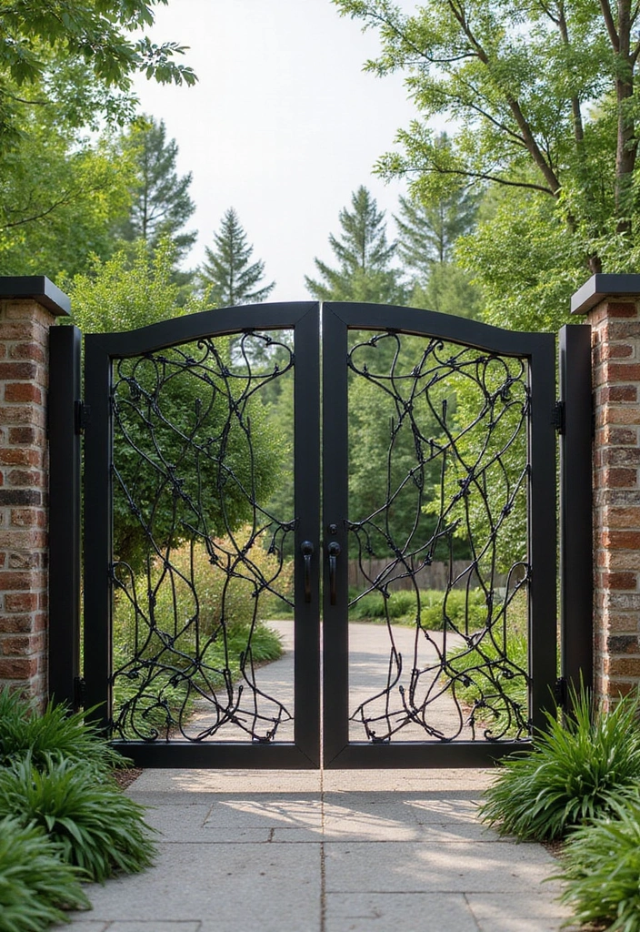 26 Modern Iron Gate Designs That Redefine Curb Appeal 26 26 Modern Iron Gate Designs That Redefine Curb Appeal - 26. Eco-Conscious Design