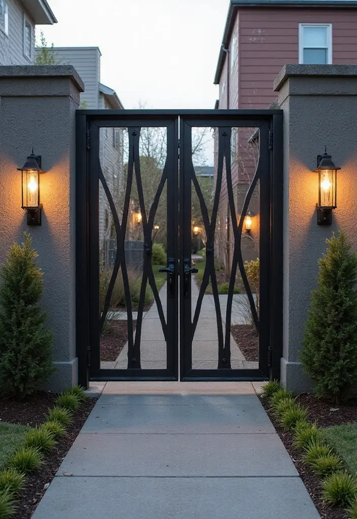 26 Modern Iron Gate Designs That Redefine Curb Appeal 5 26 Modern Iron Gate Designs That Redefine Curb Appeal - 5. Industrial Edge