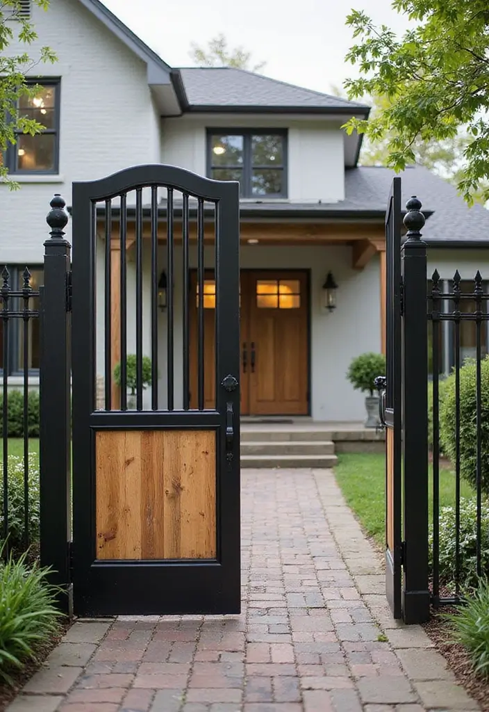 26 Modern Iron Gate Designs That Redefine Curb Appeal 8 26 Modern Iron Gate Designs That Redefine Curb Appeal - 8. Modern Farmhouse