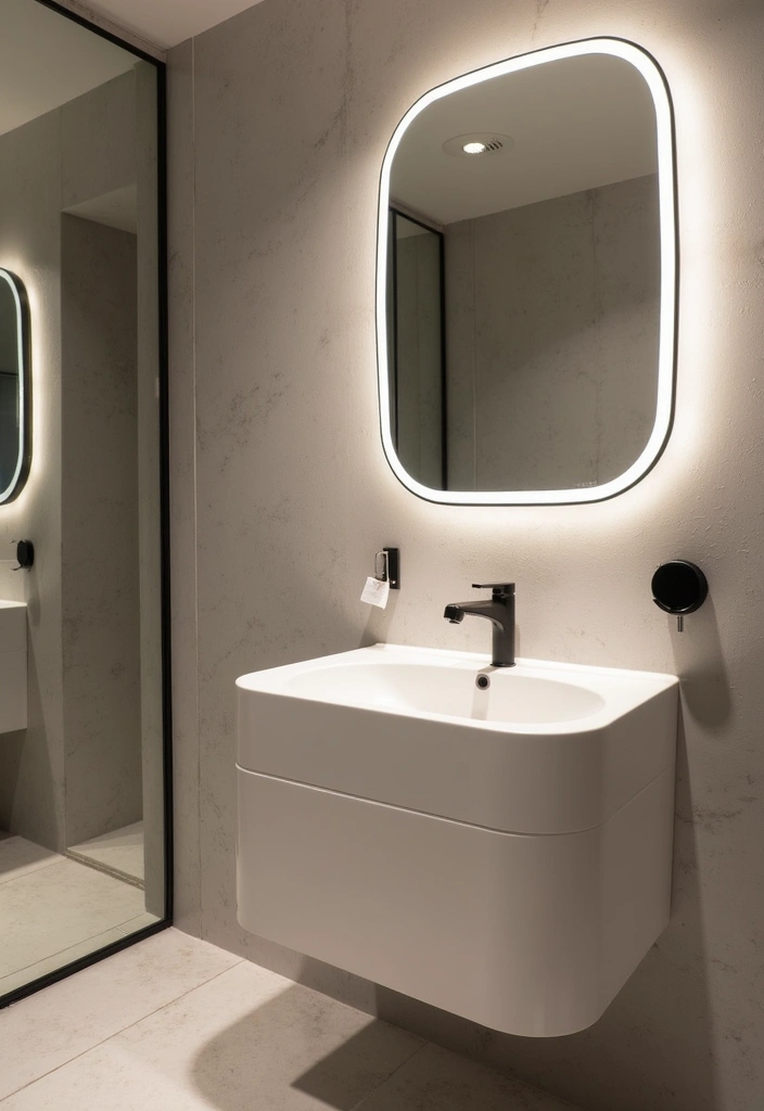 26 Modern Powder Room Inspirations That Wow Guests - 15. Smart Technology for Modern Living