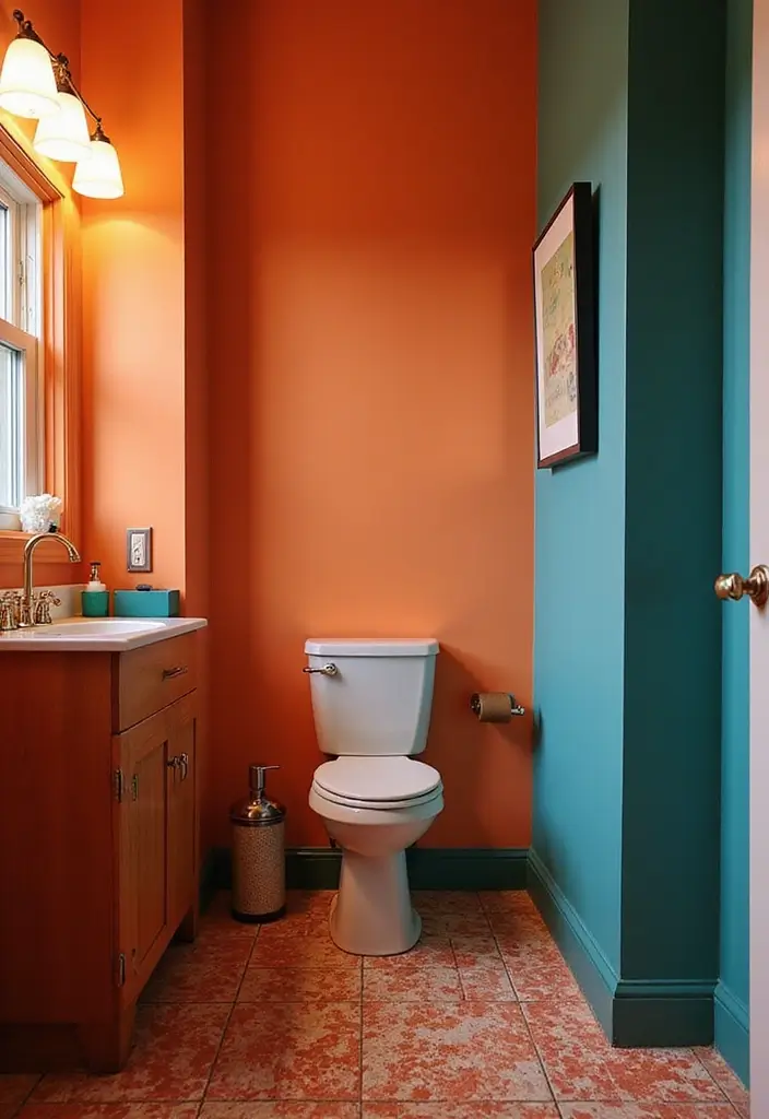 26 Modern Powder Room Inspirations That Wow Guests - 20. Bold Color Palettes