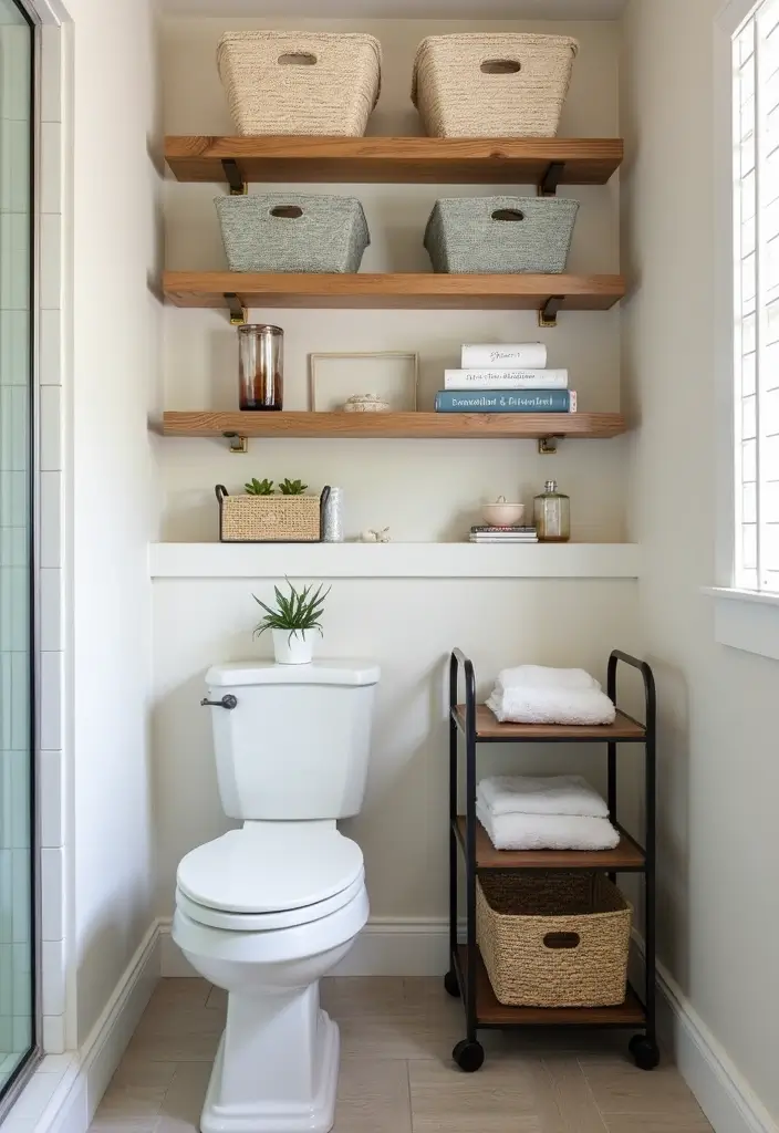26 Modern Powder Room Inspirations That Wow Guests - 4. Space-Saving Storage Solutions