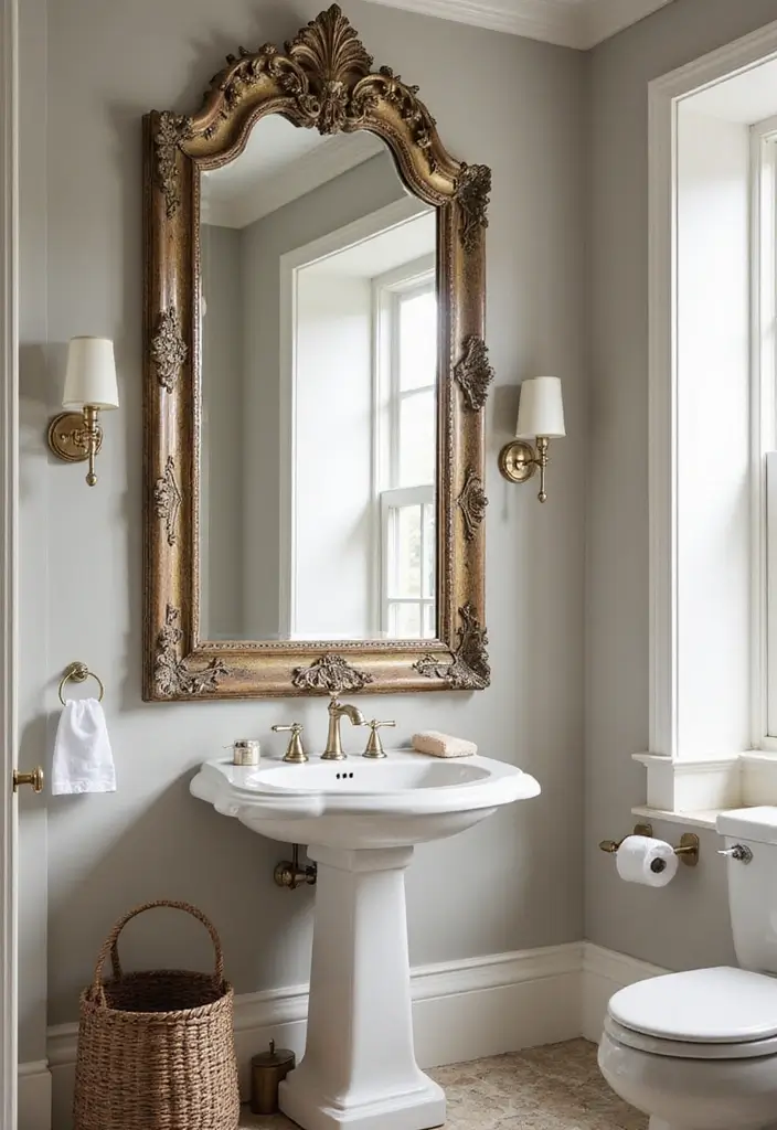 26 Modern Powder Room Inspirations That Wow Guests - 8. Stylish Mirrors for Impact