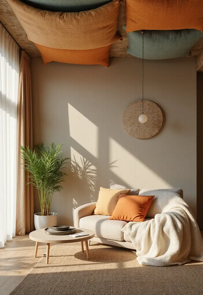 27 Ceiling Design Modern Looks That Elevate Any Room 3 27 Ceiling Design Modern Looks That Elevate Any Room - 3. Eco-Friendly Fabric Panels