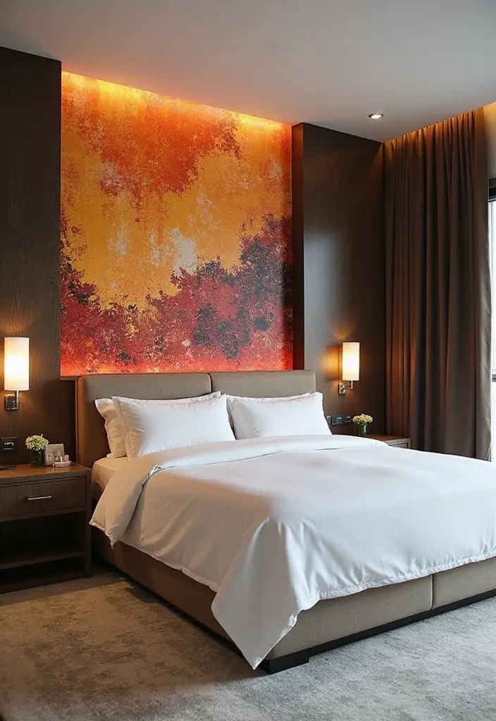 27 Luxury Bedroom Ideas That Define Modern Elegance 16 27 Luxury Bedroom Ideas That Define Modern Elegance - 16. Accent Wall Art