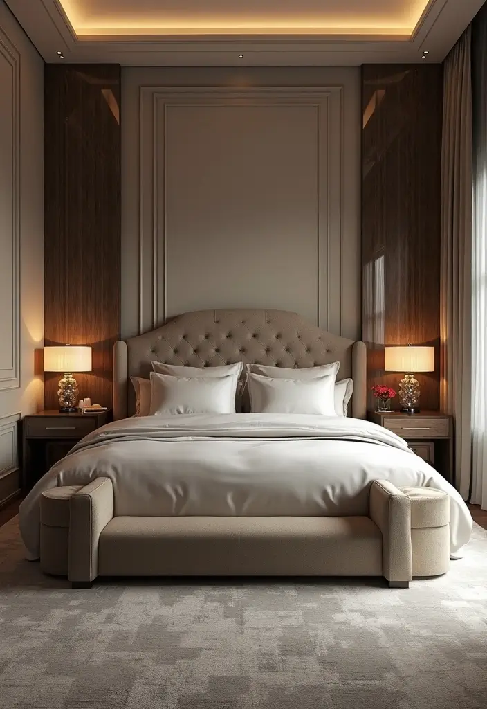 27 Luxury Bedroom Ideas That Define Modern Elegance 25 27 Luxury Bedroom Ideas That Define Modern Elegance - 25. Statement Furniture Pieces