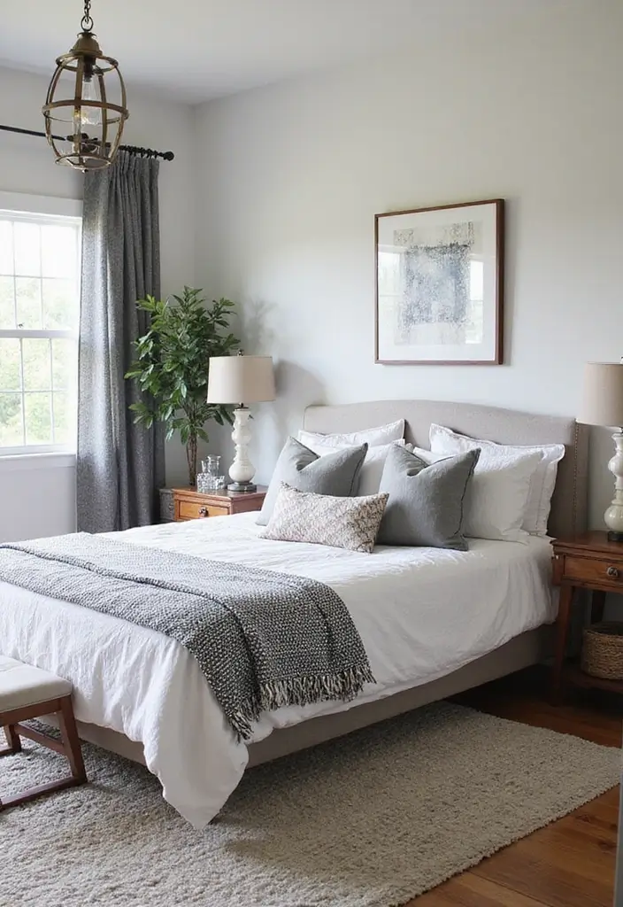 27 Modern Farmhouse Bedroom Designs That Mix Rustic with Chic 10 27 Modern Farmhouse Bedroom Designs That Mix Rustic with Chic - 10. Mixed Patterns