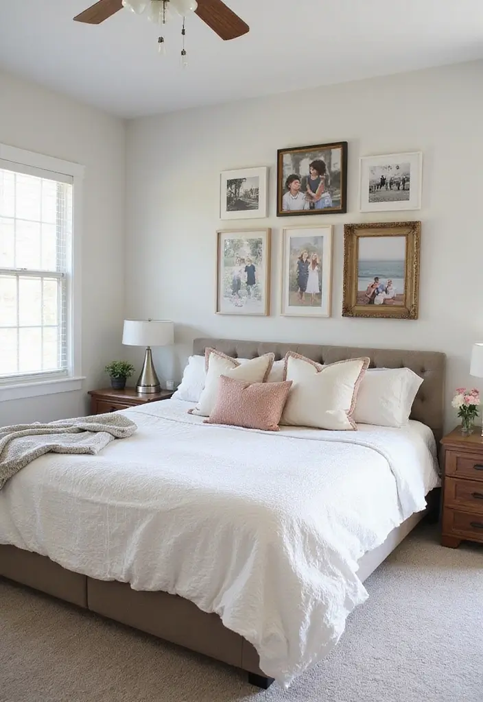 27 Modern Farmhouse Bedroom Designs That Mix Rustic with Chic 13 27 Modern Farmhouse Bedroom Designs That Mix Rustic with Chic - 13. Personalized Wall Art