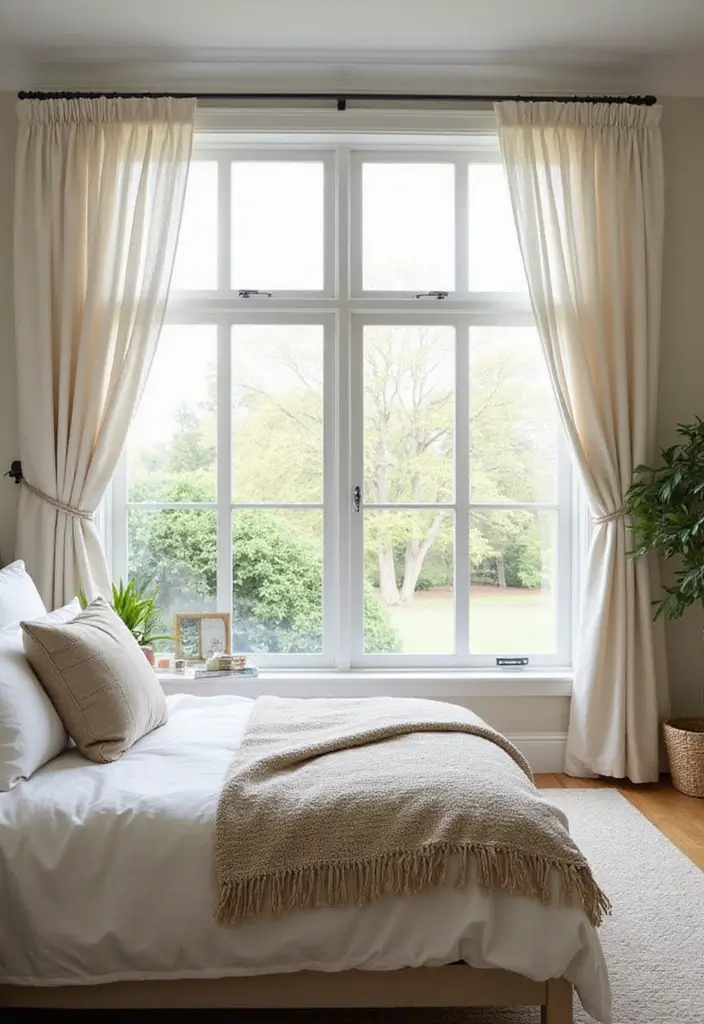27 Modern Farmhouse Bedroom Designs That Mix Rustic with Chic 14 27 Modern Farmhouse Bedroom Designs That Mix Rustic with Chic - 14. Large Windows for Natural Light