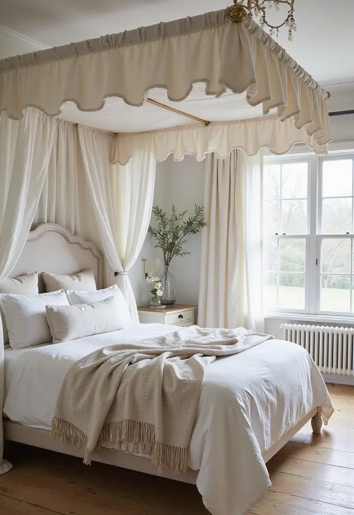 27 Modern Farmhouse Bedroom Designs That Mix Rustic with Chic 19 27 Modern Farmhouse Bedroom Designs That Mix Rustic with Chic - 19. Elegant Canopy Beds