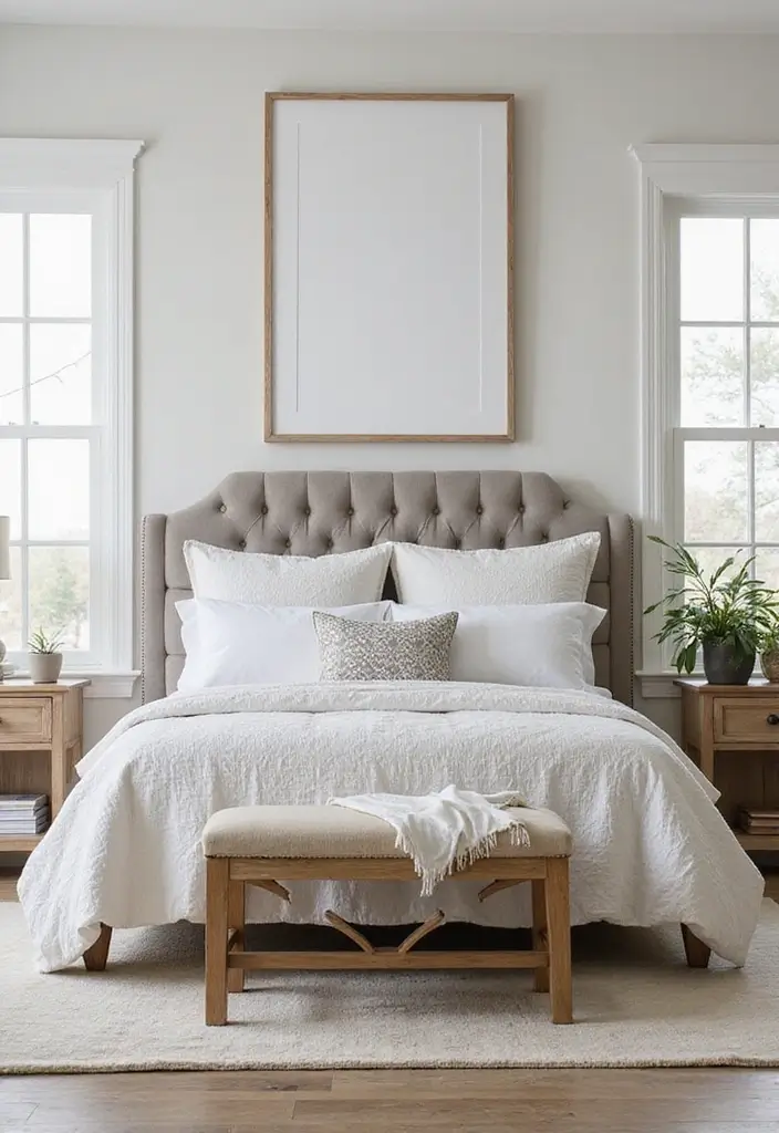 27 Modern Farmhouse Bedroom Designs That Mix Rustic with Chic 21 27 Modern Farmhouse Bedroom Designs That Mix Rustic with Chic - 21. Statement Headboards