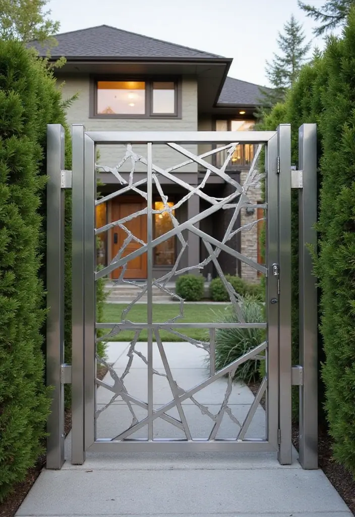 27 Modern Gate Designs That Transform Your Entrance 1 27 Modern Gate Designs That Transform Your Entrance - 1. Sleek Metal Gates