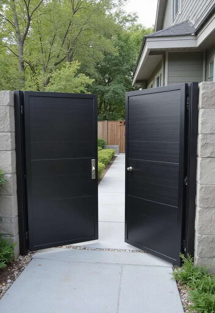 27 Modern Gate Designs That Transform Your Entrance 13 27 Modern Gate Designs That Transform Your Entrance - 13. Pivot Gates