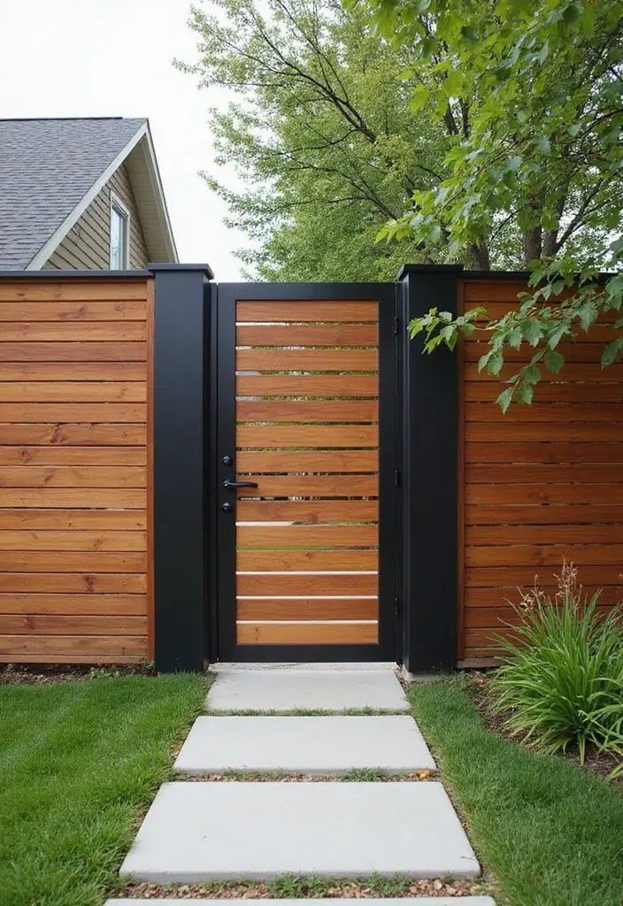 27 Modern Gate Designs That Transform Your Entrance 22 27 Modern Gate Designs That Transform Your Entrance - 22. Fence-Integrated Gates