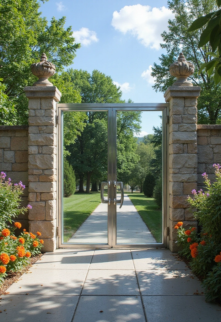 27 Modern Gate Designs That Transform Your Entrance 3 27 Modern Gate Designs That Transform Your Entrance - 3. Minimalist Glass Gates