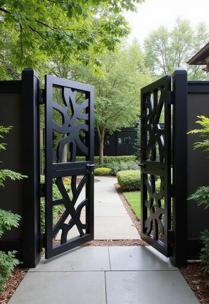 27 Modern Gate Designs That Transform Your Entrance 9 27 Modern Gate Designs That Transform Your Entrance - 9. Geometric Pattern Gates