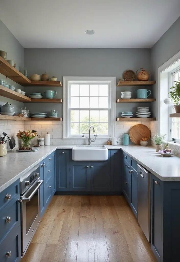 27 Modern Grey Kitchen Ideas That Balance Sleek and Warmth 19 27 Modern Grey Kitchen Ideas That Balance Sleek and Warmth - 19. Grey and Blue Color Scheme
