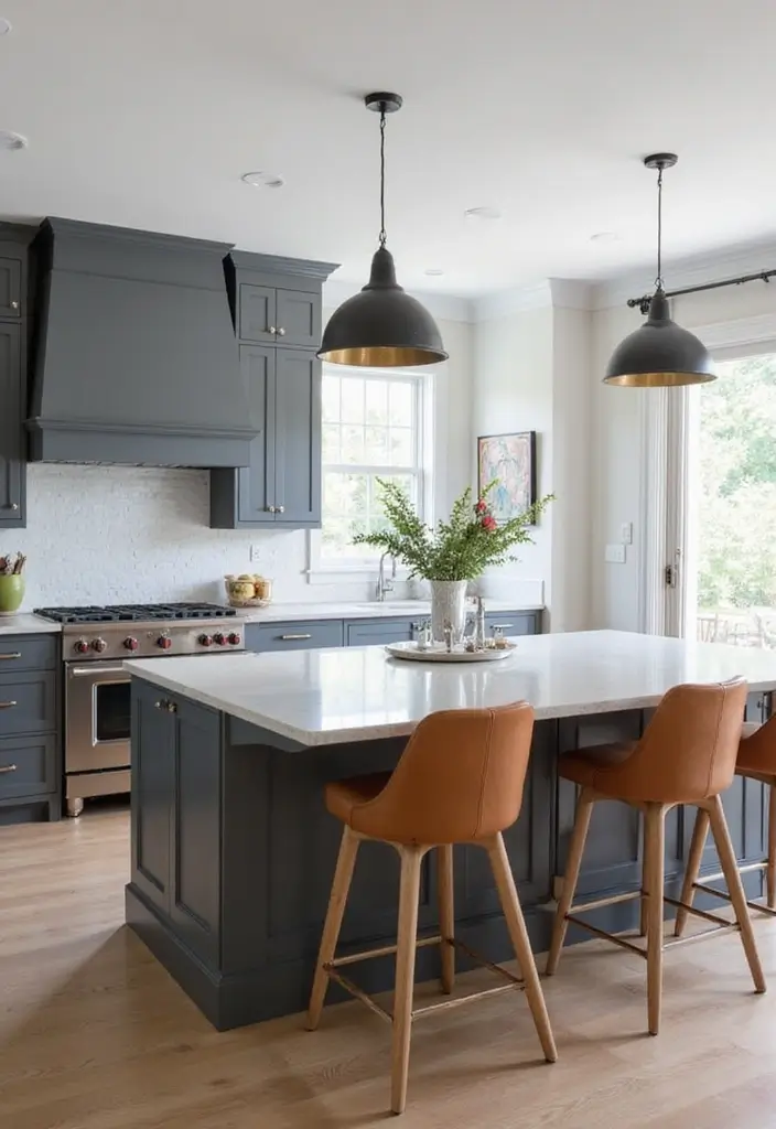 27 Modern Grey Kitchen Ideas That Balance Sleek and Warmth 6 27 Modern Grey Kitchen Ideas That Balance Sleek and Warmth - 6. Statement Grey Island