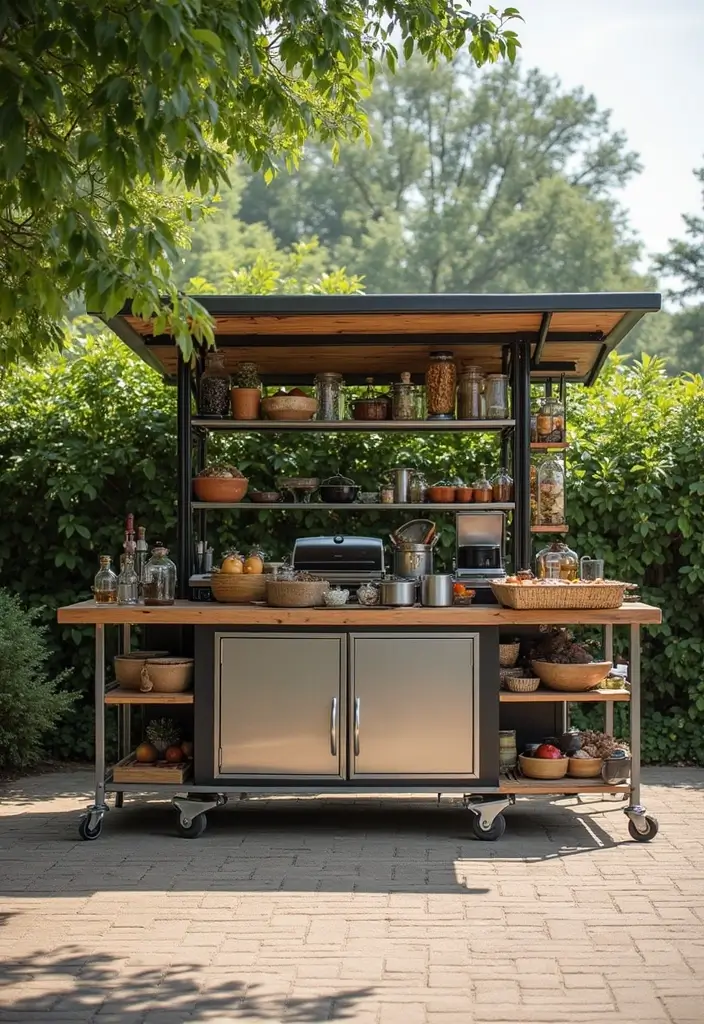27 Modern Outdoor Kitchen Designs Perfect for Gatherings 13 27 Modern Outdoor Kitchen Designs Perfect for Gatherings - 13. Portable Possibilities: The Mobile Kitchen