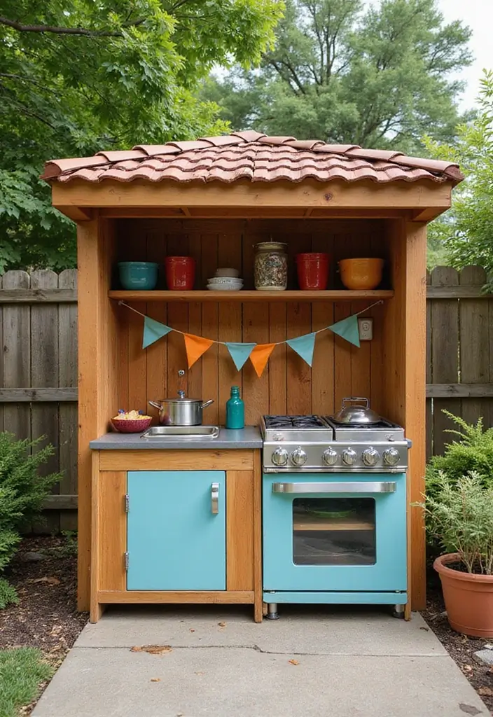 27 Modern Outdoor Kitchen Designs Perfect for Gatherings 21 27 Modern Outdoor Kitchen Designs Perfect for Gatherings - 21. Family-Friendly Fun: The Kids' Kitchen Corner