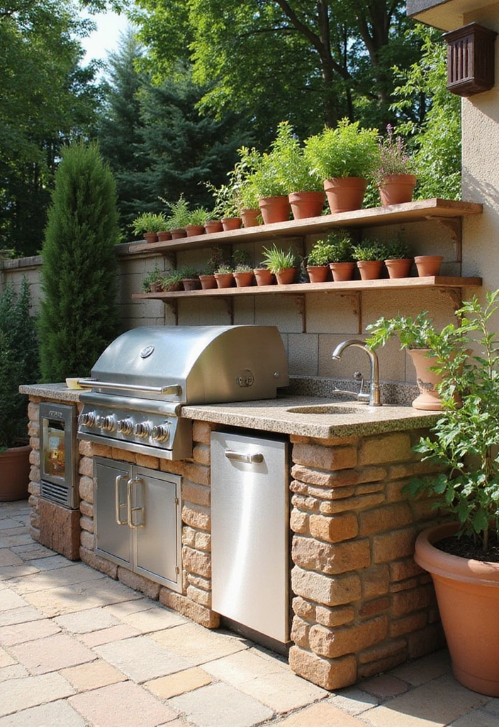 27 Modern Outdoor Kitchen Designs Perfect for Gatherings 26 27 Modern Outdoor Kitchen Designs Perfect for Gatherings - 26. Green-Thumb Delight: The Herb Garden Kitchen