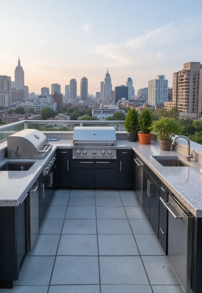 27 Modern Outdoor Kitchen Designs Perfect for Gatherings 6 27 Modern Outdoor Kitchen Designs Perfect for Gatherings - 6. Urban Oasis: The Rooftop Kitchen Experience