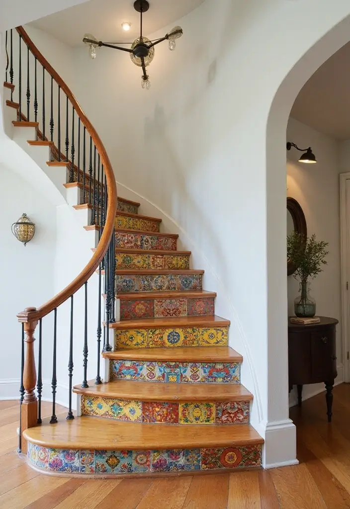 27 Modern Staircase Designs That Double as Art Pieces 11 27 Modern Staircase Designs That Double as Art Pieces - 11. Retro Revival