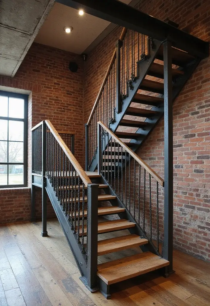 27 Modern Staircase Designs That Double as Art Pieces 16 27 Modern Staircase Designs That Double as Art Pieces - 16. Industrial-style Staircases