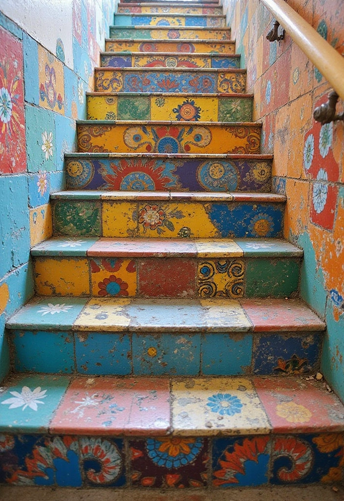 27 Modern Staircase Designs That Double as Art Pieces 19 27 Modern Staircase Designs That Double as Art Pieces - 19. Artistic Treads and Risers