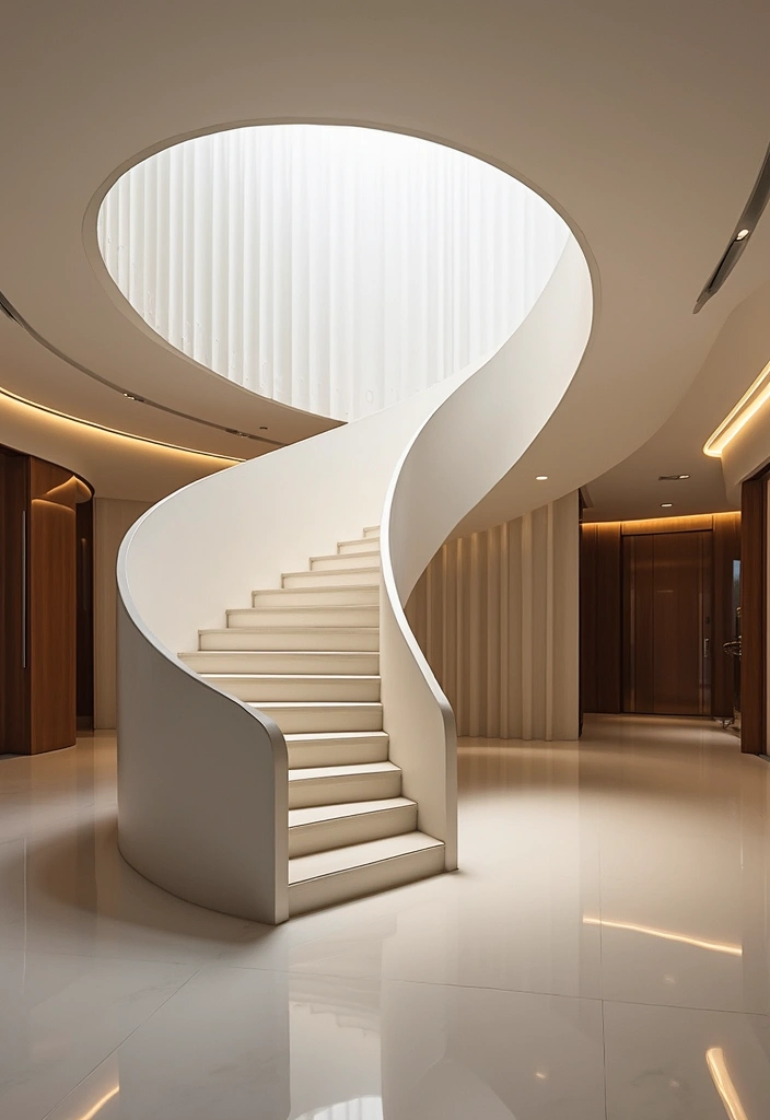 27 Modern Staircase Designs That Double as Art Pieces 25 27 Modern Staircase Designs That Double as Art Pieces - 25. Contemporary Circular Shapes