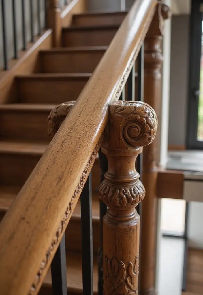 27 Modern Staircase Designs That Double as Art Pieces 3 27 Modern Staircase Designs That Double as Art Pieces - 3. Artistic Wooden Railings