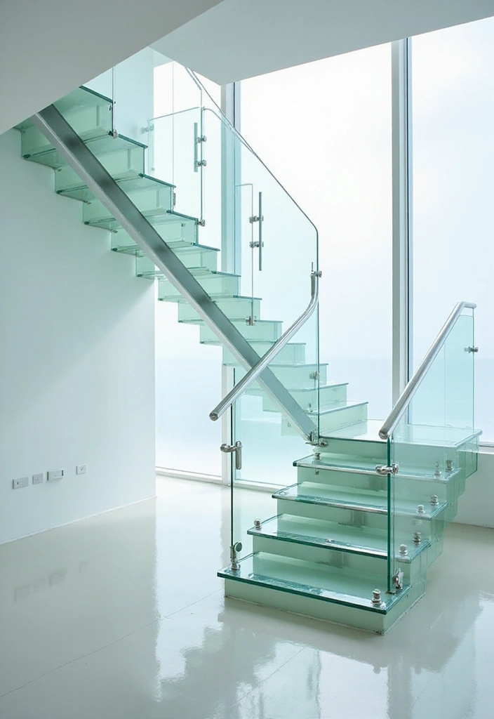 27 Modern Staircase Designs That Double as Art Pieces 4 27 Modern Staircase Designs That Double as Art Pieces - 4. Glass Staircases for Open Spaces