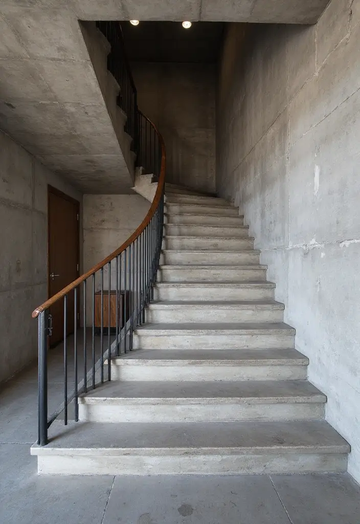 27 Modern Staircase Designs That Double as Art Pieces 7 27 Modern Staircase Designs That Double as Art Pieces - 7. Textured Concrete Steps